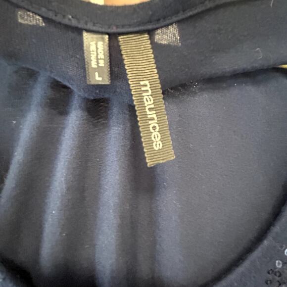 Maurice's Tank Sequins Vintage Large Navy Blue Tunic Made in Vietnam Women - Picture 5 of 6